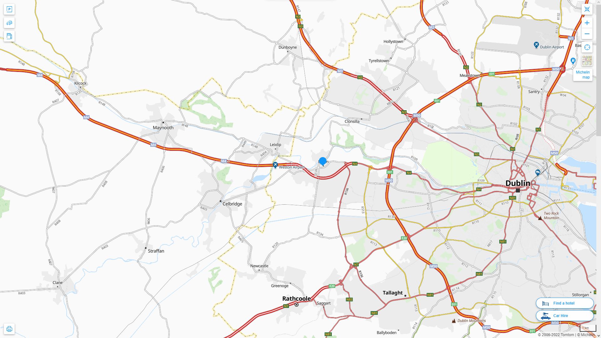 Lucan Irlande Autoroute et carte routiere